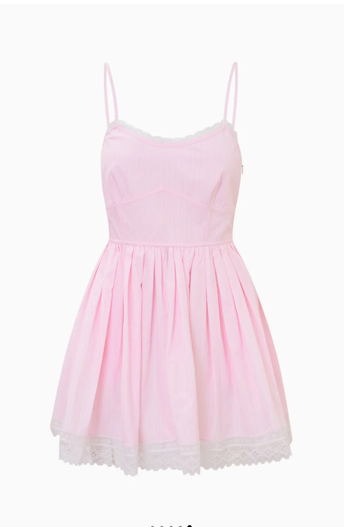 LoveShackFancy Harrisine Cotton Pinstripe Mini Dress