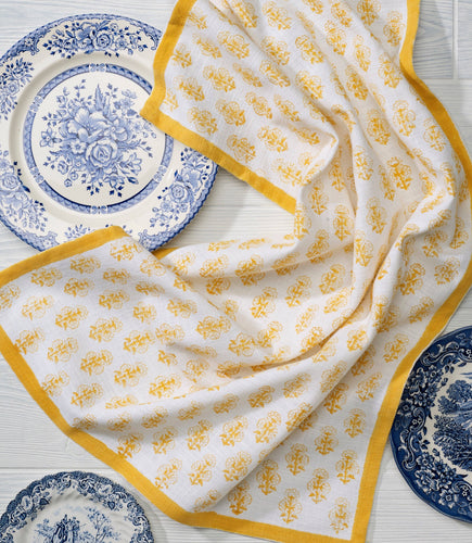 August Table - Kitchen Towel in Tanager Yellow Talelayo print - set of 2
