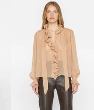 Load image into Gallery viewer, FRAME Ruffle Front Button Up Shirt in Blush