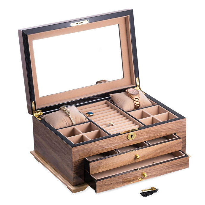 3 Level Jewelry Case - Walnut