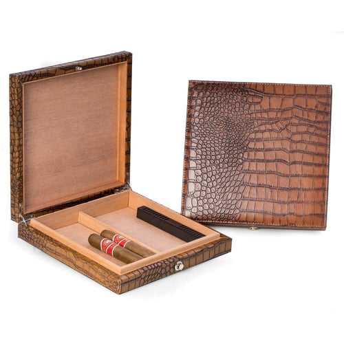 Humidor - Brown Croco Leather