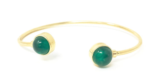 women's gold cuff bracelet with emerald cabochons