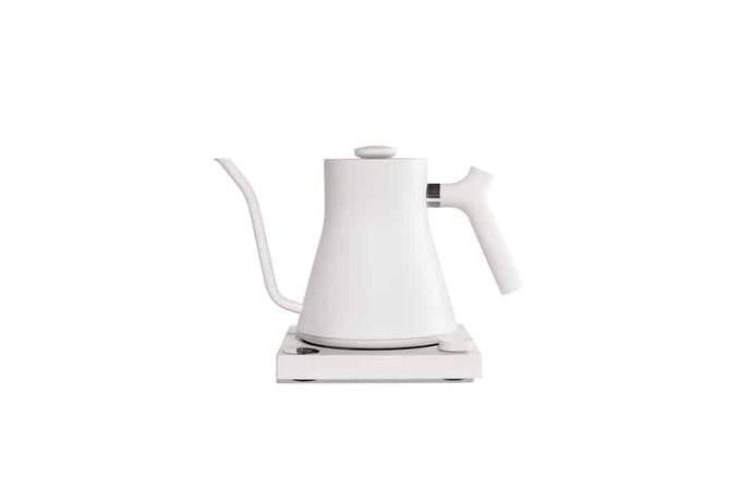 Variable temperature control electric kettle in a stunning, minimalist design. The pour-over, perfected. With PID controller; LCD display shows current and goal temp; HOLD option, Brew Stopwatch, Fahrenheit/Celsius Option. Meet Stagg EKG, an electric pour-over kettle that pours as good as it looks. Variable tempeerature control, 1200 watts for a quick heat time, and a world of features for ultimate control.
