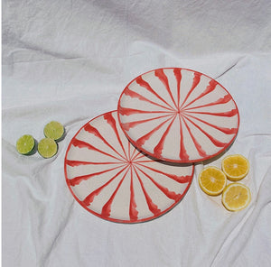 Pomelo Casa Salad Plate With Candy Cane Stripe