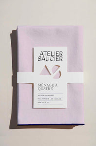 Atelier Saucier Blush Linen Navy Napkin Set