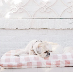 Foggy Dog Blush Pink Gingham Check Dog Bed